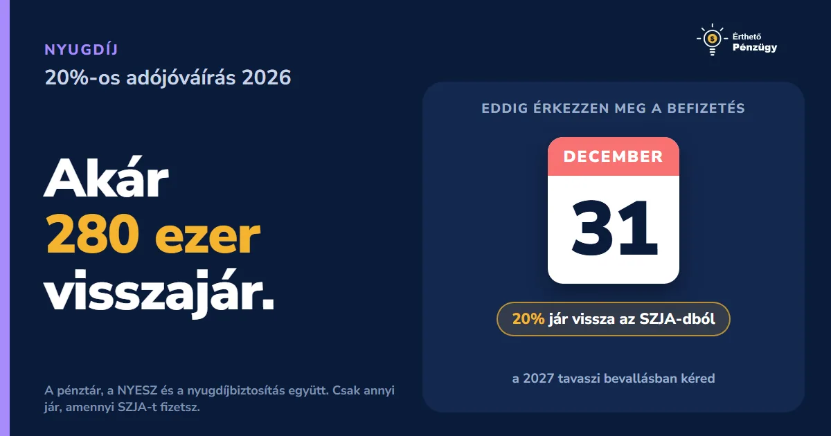 20%-os adójóváírás 2026: ennyit ad vissza az állam, ha december 31-ig befizetsz